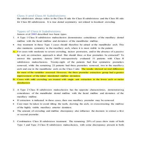 Class ii and class iii subdivisions / for orthodontists by Almuzian | DOCX