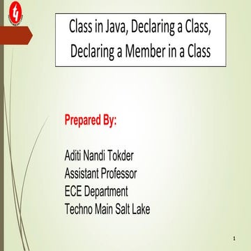 Class in Java, Declaring a Class, Declaring a Member in a Class.pdf