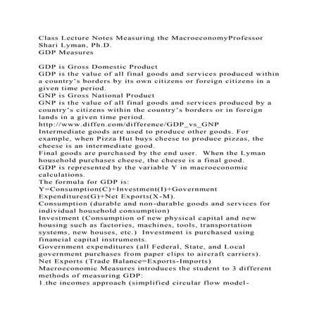 Class Lecture Notes Measuring the MacroeconomyProfessor Shari Lyman,.docx