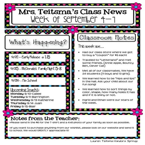 Class newsletter
