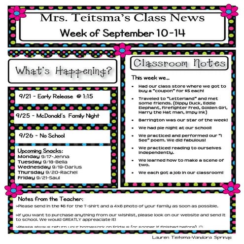 Class newsletter