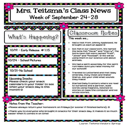 Class newsletter