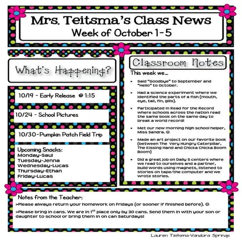 Class newsletter