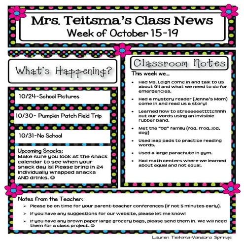 Class newsletter