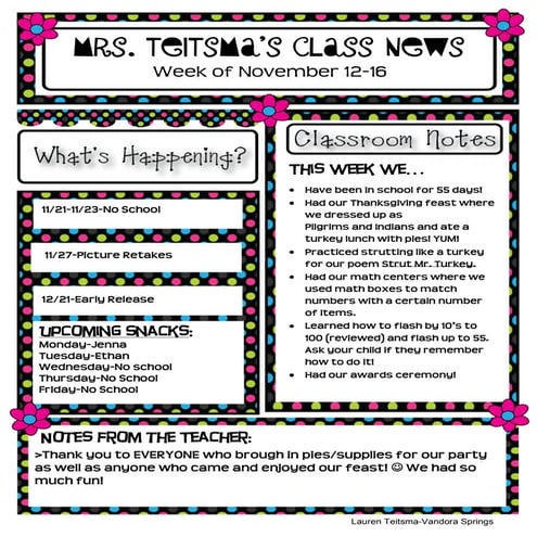 Class newsletter