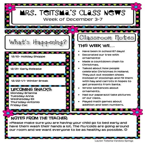 Class newsletter