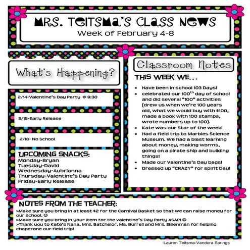 Class newsletter
