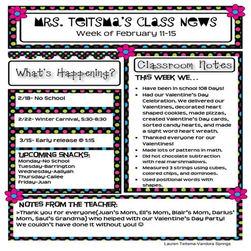 Class newsletter