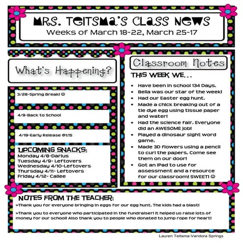 Class newsletter