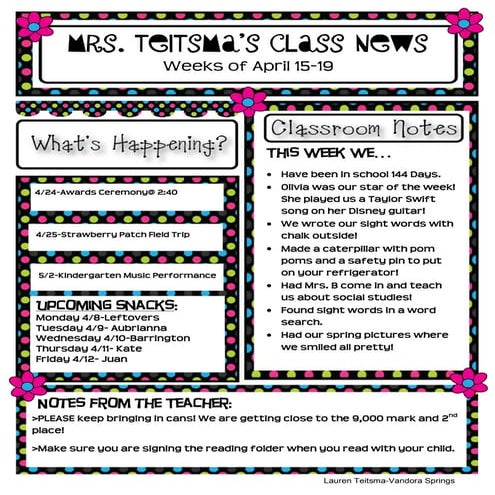 Class newsletter