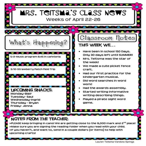 Class newsletter