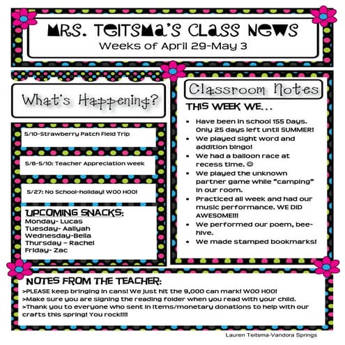 Class newsletter