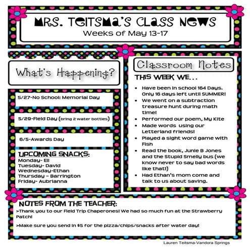 Class newsletter