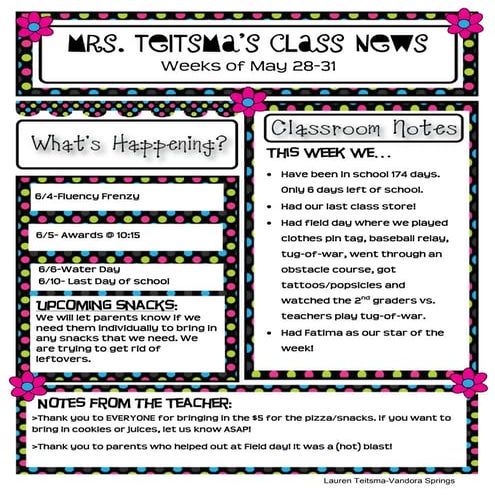 Class newsletter