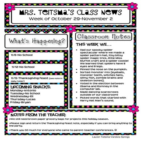 Class newsletter 11 2