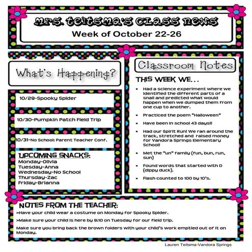 Class newsletter 10/26