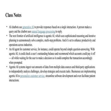 Class note about agents and how it works