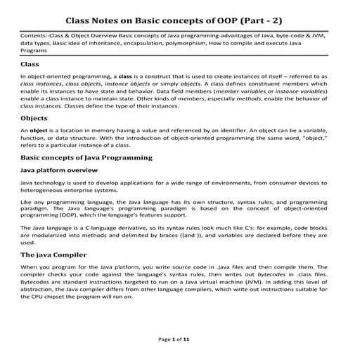 Class notes(week 2) on basic concepts of oop-2 | PDF