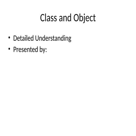 Class and Objects in object-oriented programming with Java | PDF