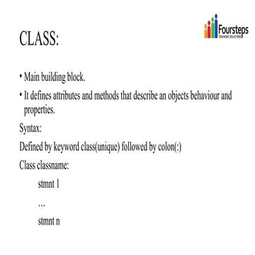 Comprehensive Introduction to Python Classes, Objects, and Methods | PPTX