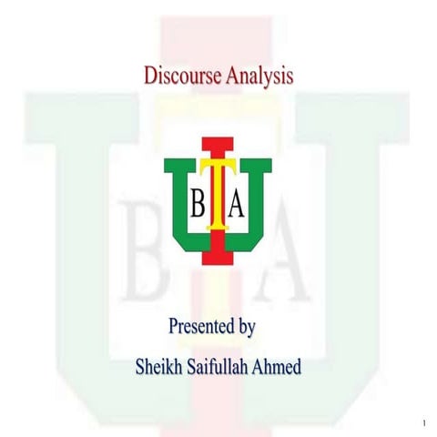 Class on Discourse Analysis