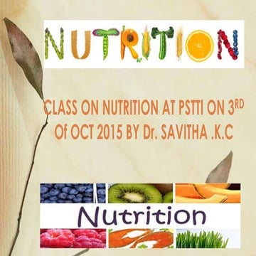 Class on nutrition at PRESCHOOL TEACHERS TRAINING INSTITUTE on 3rd  of Oct 2015