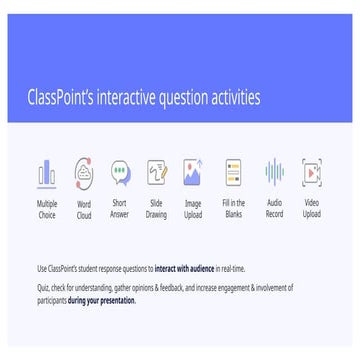 ClassPoint Quiz Examples of class activities for students | PPTX