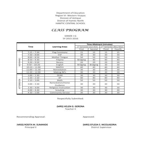 Class program | PDF | Education
