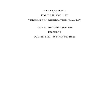 Verizon communication project report