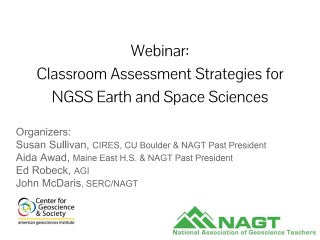 Classroom Assessment Strategies for NGSS Earth and Space Sciences