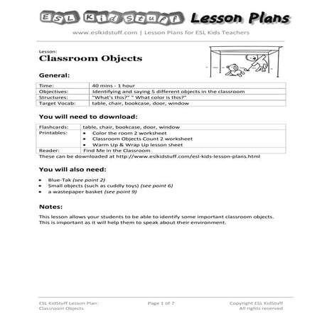 Classroom objects-lesson-plan