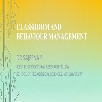 Classroom and behaviour management