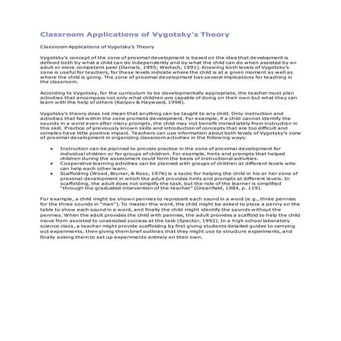 Classroom applications of vygotsky