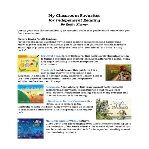 Classroom favorites for independent reading