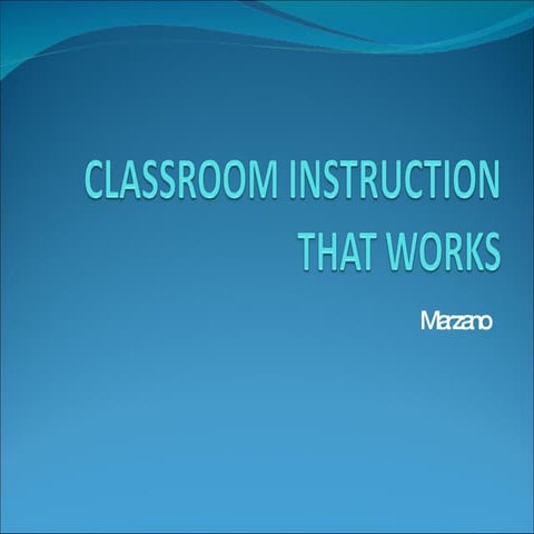 Classroom Instruction Revised