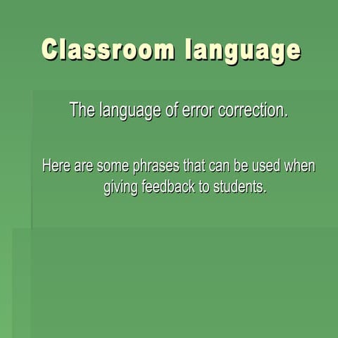 Classroom language   error correction