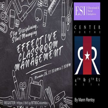 EFFECTIVE CLASSROOM MANAGEMENT: Stop Disciplining, Start Managing