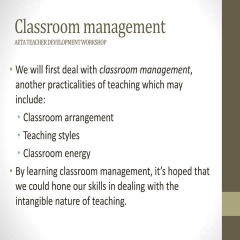 Classroom management printer friendly