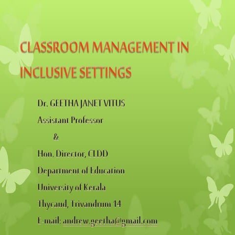 Classroom management in inclusive settings