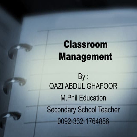 Classroom management lecture