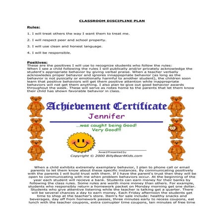 Classroom Management Plan