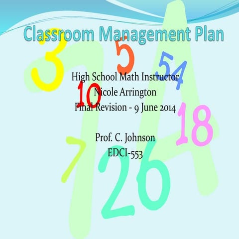 Classroom Management Plan Final