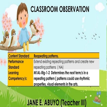 CLASSROOM OBSERVATION-JINKY natividad de joya