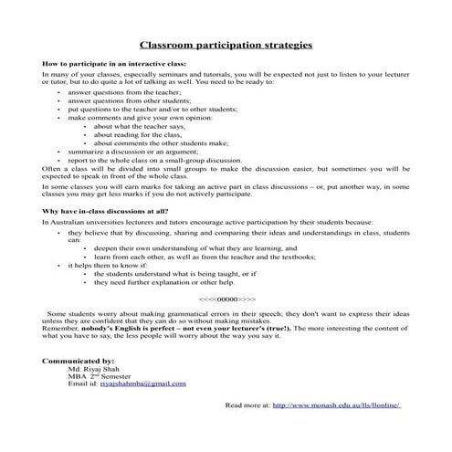 Classroom participation