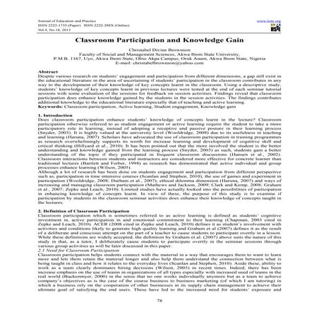 Classroom participation and knowledge gain