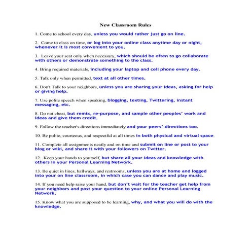 Classroom rules