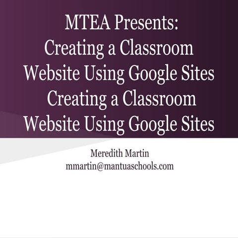 Creating Classroom Websites with Google Sites