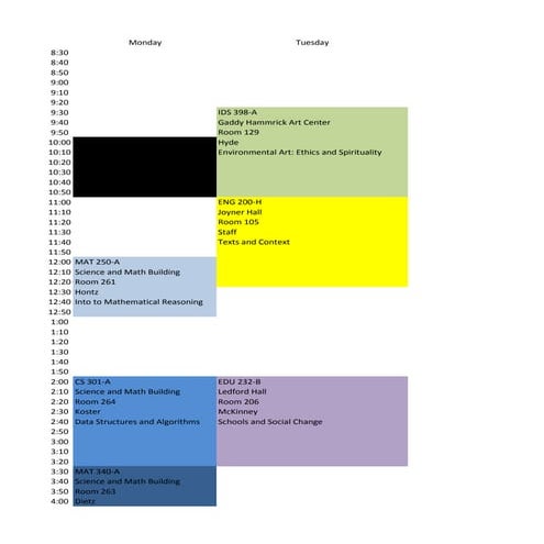 Class schedule fall 11