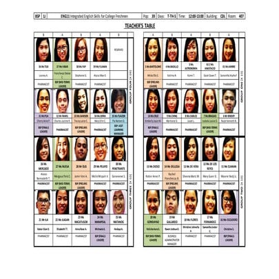Class Seating Plan BSP 1J (ENG11)