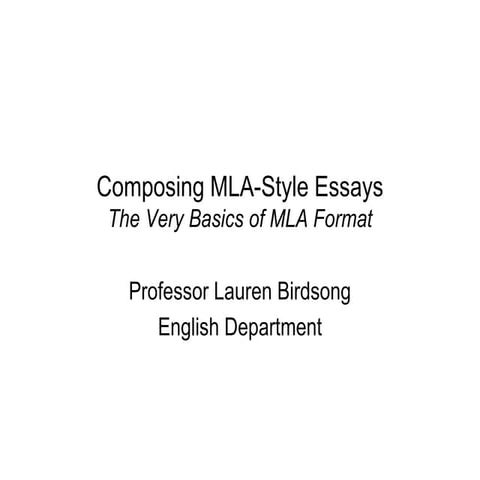 The Very Basics of MLA Format